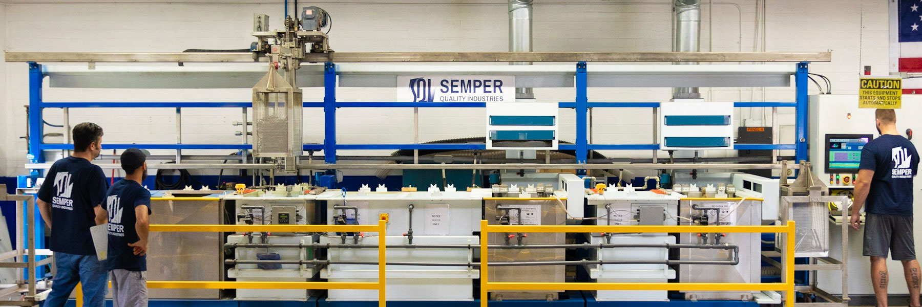 Semper Quality Industries' automated passivation system for stainless steel parts.