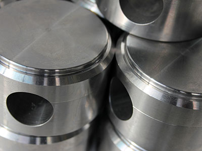 A close view of passivated stainless steel parts.